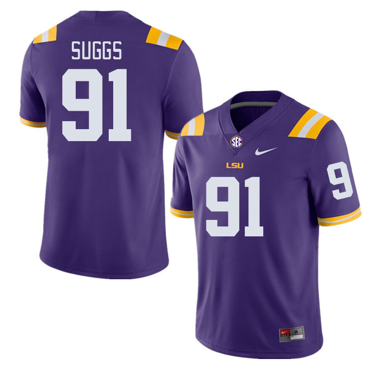 Men #91 Jay'viar Suggs LSU Tigers College Football Jerseys Stitched-Purple